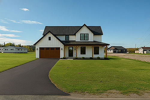 AI rendered modern farmhouse on previously vacant lot