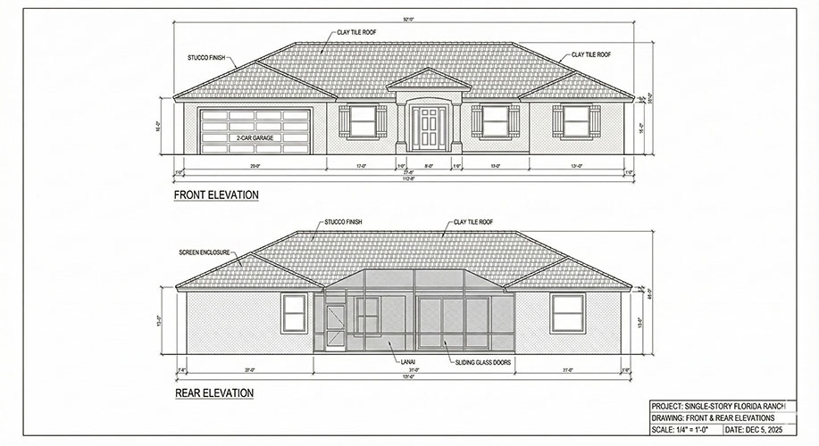 florida ranch house floor plan 3d rendering of florida ranch home front exterior