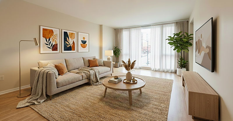 living room furnished