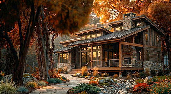 Real estate photography AI editing showing luxury landscaping