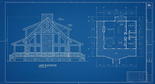 traditional rustic lakeside blueprint