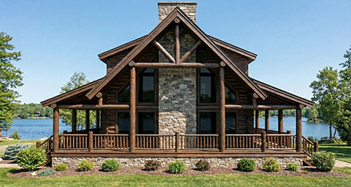 traditional rustic lakeside home